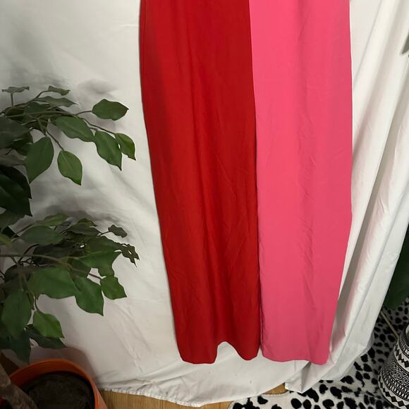 Anthropologie Hutch Yasmin Colorblock V-Neck Jumpsuit Pink Red Size 2 - Picture 6 of 9